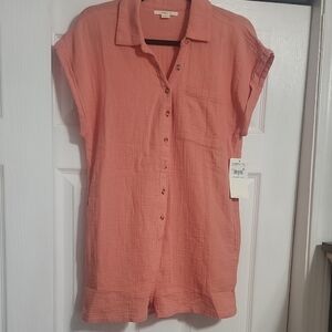 O'Neill Coral Pink Linen Jumpsuit